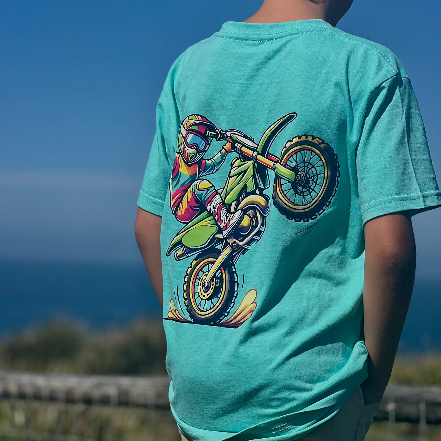 Wheelie Tee -Aqua