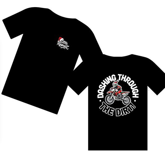 Dashing through the dirt tee