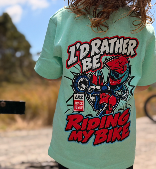 I'd Rather be Riding aqua tee